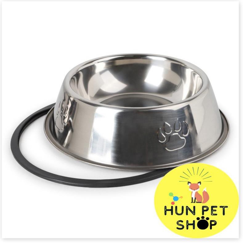 Hanpet.GV- [XẢ HÀNG] Bát Đựng Thức Ăn Inox Không Màu Cho Chó Mèo- SHOP