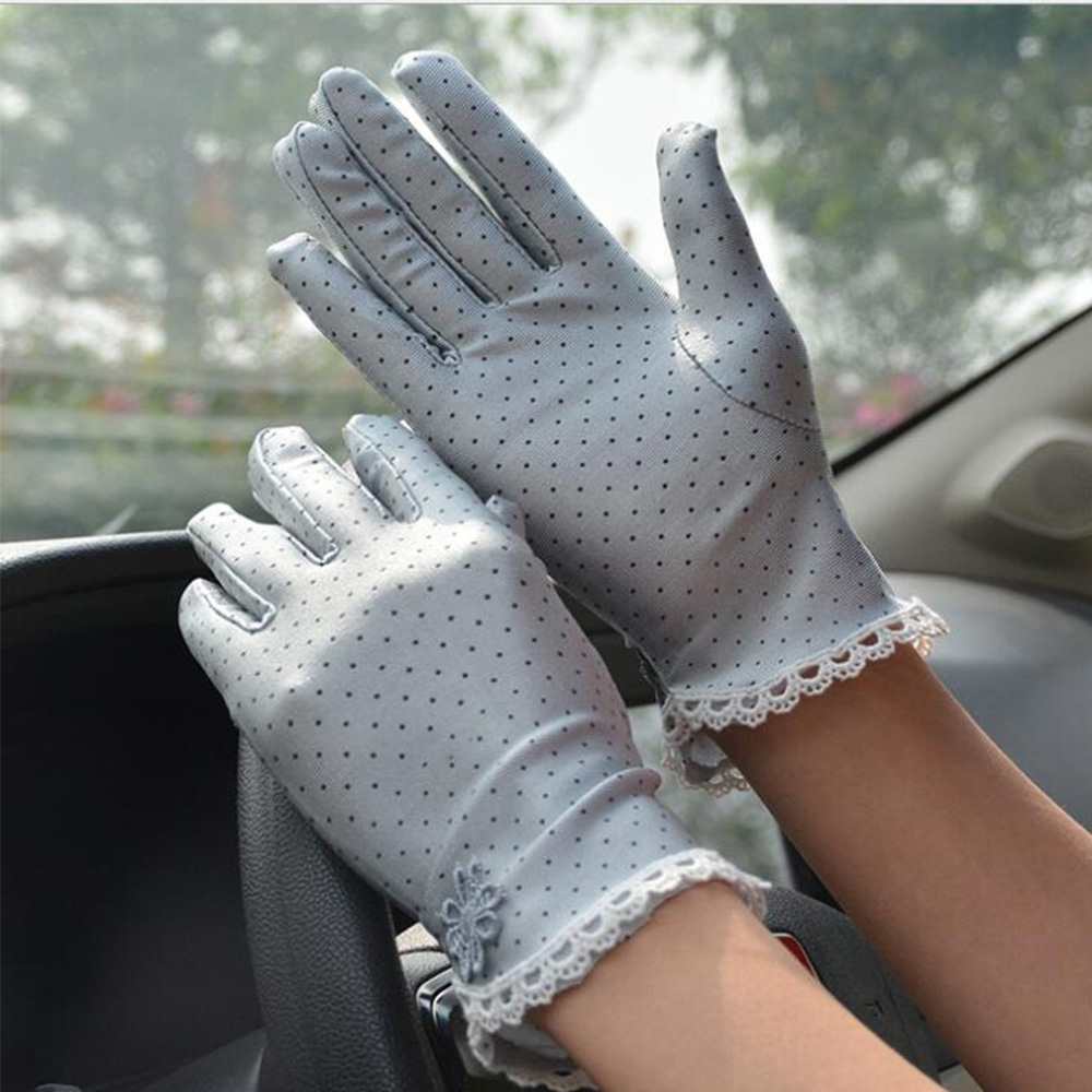 Găng tay bảo vệ chống tia UV họa tiết chấm bi xinh xắn thời trang cho nữ