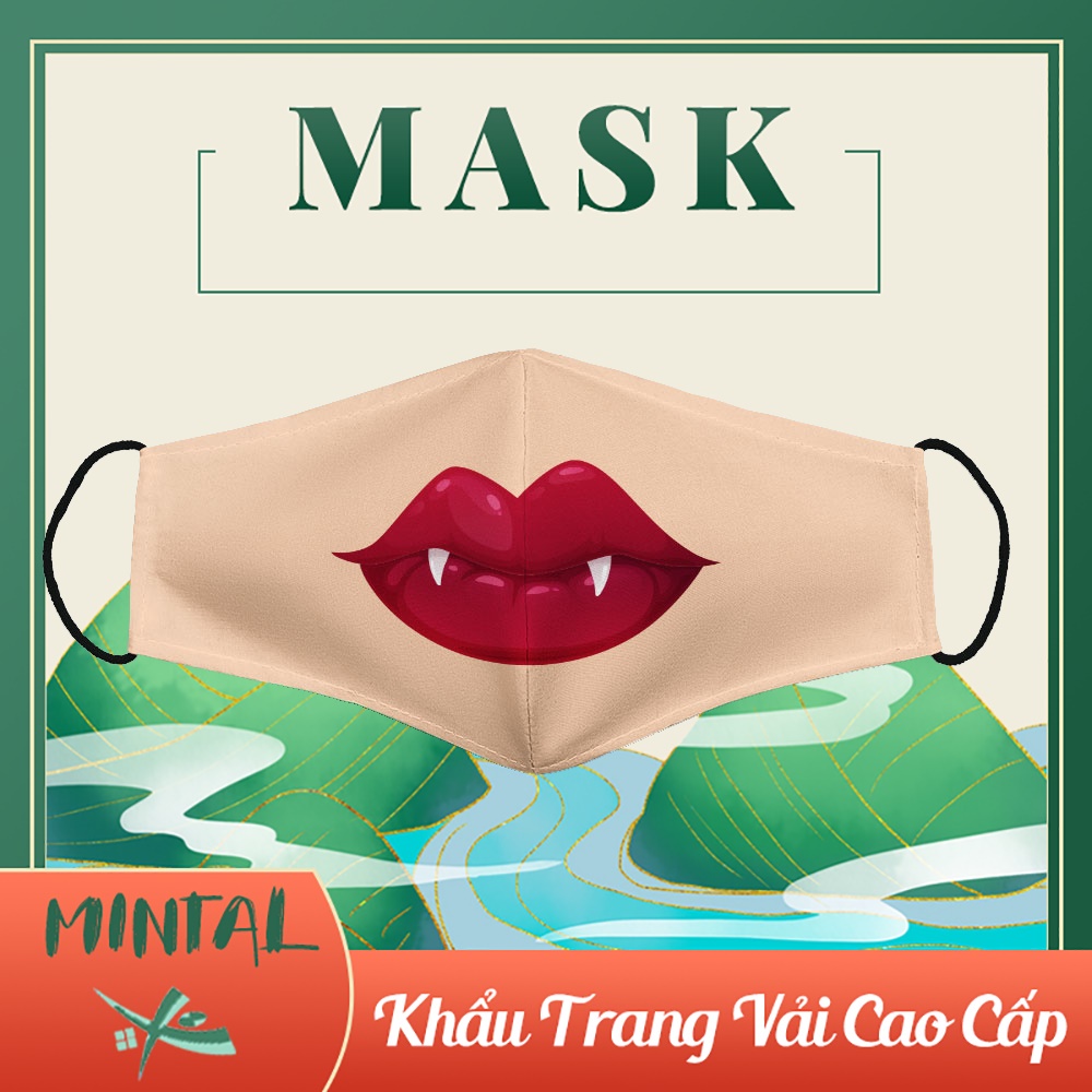Khẩu Trang Vampire Lips_21 Thun Lạnh MINTAL Vải Cotton 100%, Kháng Khuẩn, Không Đau Tai, Dễ Thở Dành cho Nam Nữ