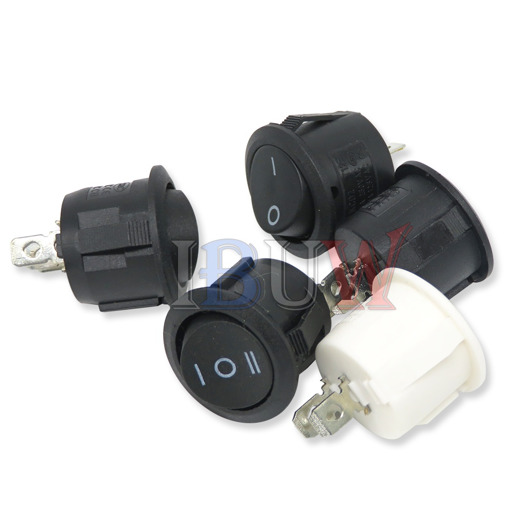 Set 5 Công Tắc Tròn Màu Đen/Trắng/Đỏ 2Pin KCD1-105