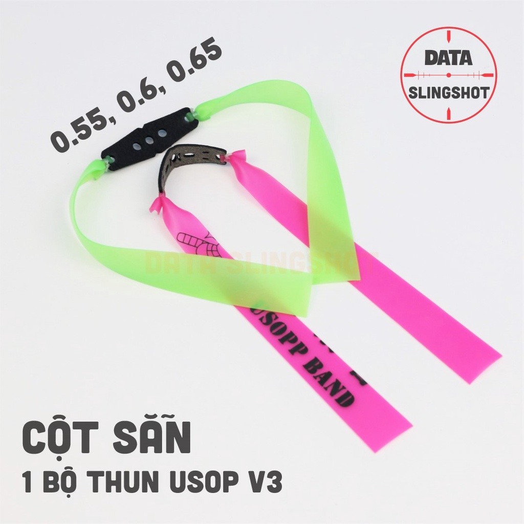1 Bộ Dây Thun Usopp V3 0.55 0.6 0.65mm cột sẵn khổ thun kéo tới má Somi Full dùng cho Ná Cao Su - DATA SlingShot
