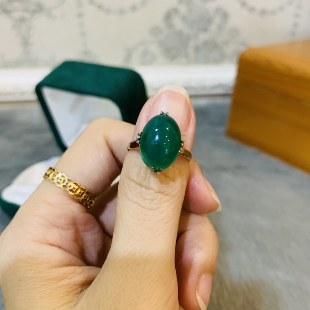 NL1. Nhẫn Agate vintage oval nước đậm trong | Độc lạ | Vintage Necklace|| Si Nhật | Japan | 2HAND | trang sức nhật