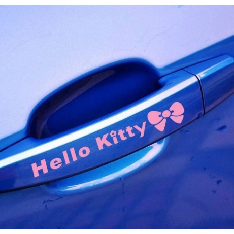 Sticker Hello Kitty Dán Trang Trí Tay Nắm Cửa Xe Hơi Ford BMW Benz