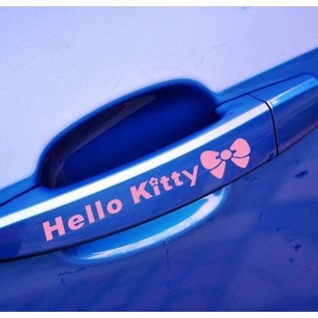 Miếng Dán Trang Trí Tay Nắm Cửa Xe Hơi Ford Bmw Benz Hình Hello Kitty