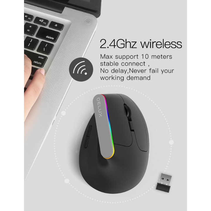 Chuột Không Dây DELUX M618C 2.4Ghz Wireless Led RGB 1600DPI