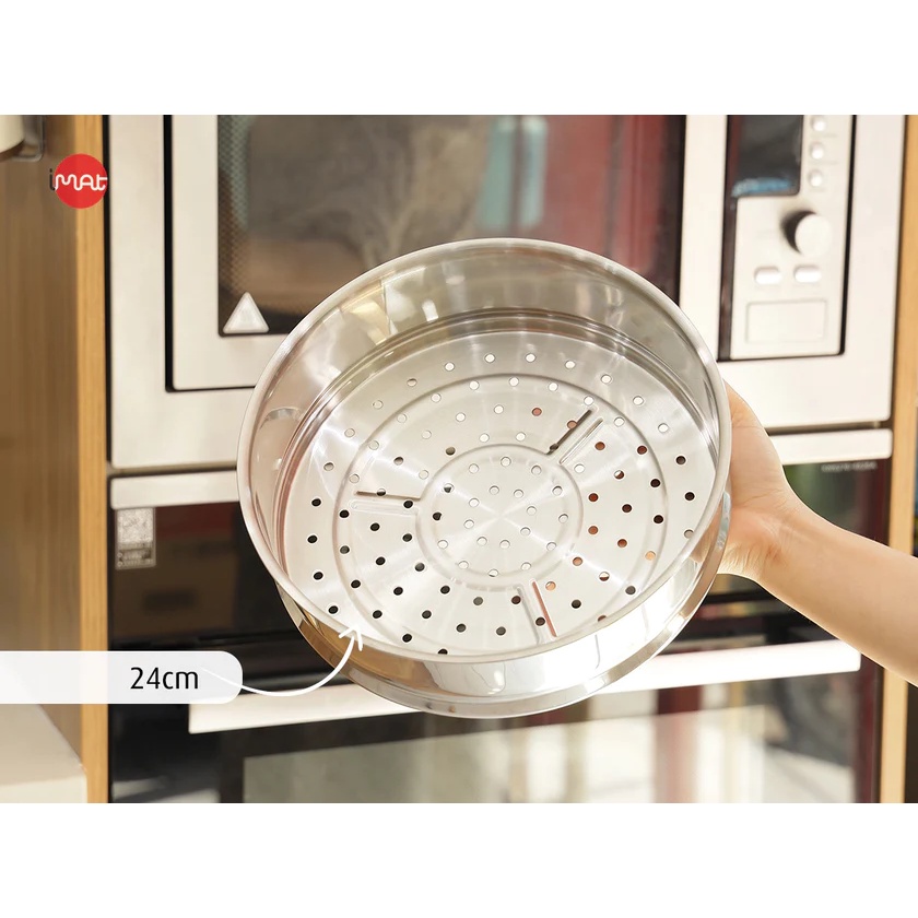 [Hàng chính hãng] Xửng hấp iMat inox 304 nhiều kích cỡ 20 I 22 I 24 I 26 I 28 I 30(cm). Dùng cho nồi, chảo cùng size