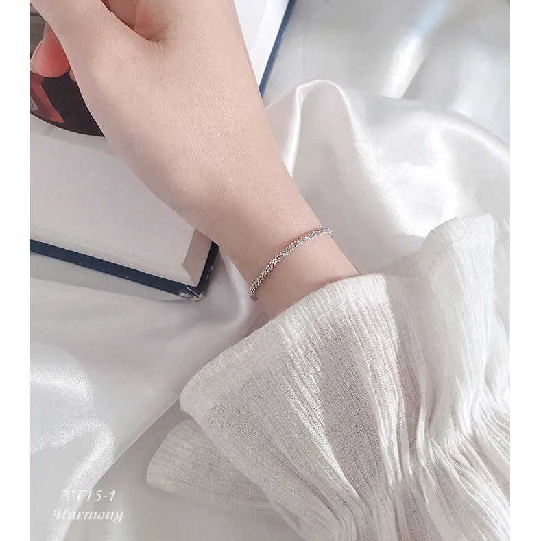 Vòng tay, lắc tay bạc 925 cao cấp Sparkling xinh xắn, nữ tính, sang chảnh VT15 | TRANG SỨC BẠC HARMONY