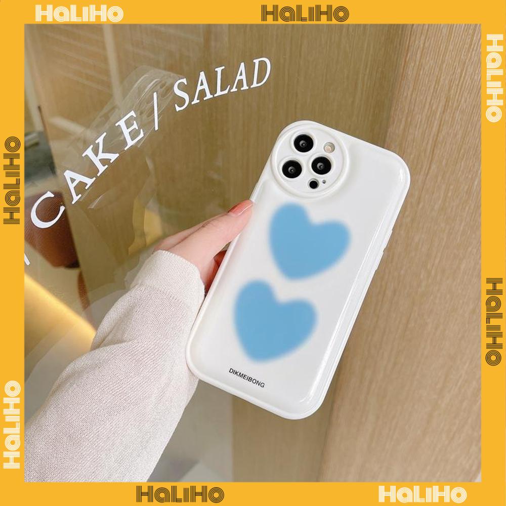 iPhone Case Silicone Soft Case Airbag Shockproof Protection Camera Blue Heart Simple Cute Compatible For iPhone 11 Pro Max 13 Pro Max 12 Pro Max 7Plus xr XS Max