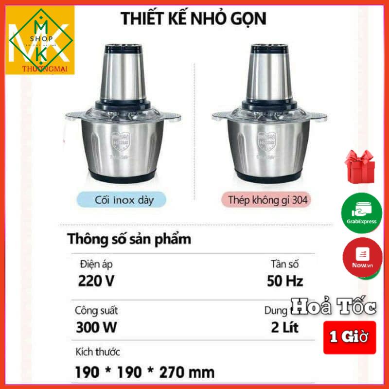 [ GIÁ SỈ  ] Máy xay thịt đa năng cối Inox ,cối xay sinh tố,hoa quả ,tỏi ớt ,xay đá ,4 lưỡi dung tích 2L Hàng chính hãng