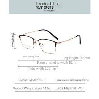 Kính Chống Ánh Sáng Xanh Nửa Gọng Kim Loại Titan Nguyên Chất Siêu Nhẹ Phong Cách Doanh Nhân Cho Nam Và Nữ