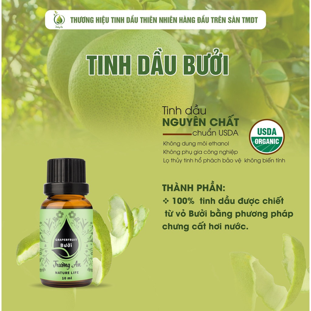 Tinh dầu Bưởi Grapefruit Trường An Essential Oil, xuất sứ thiên nhiên không pha tạp chất, có giấy kiểm định COA