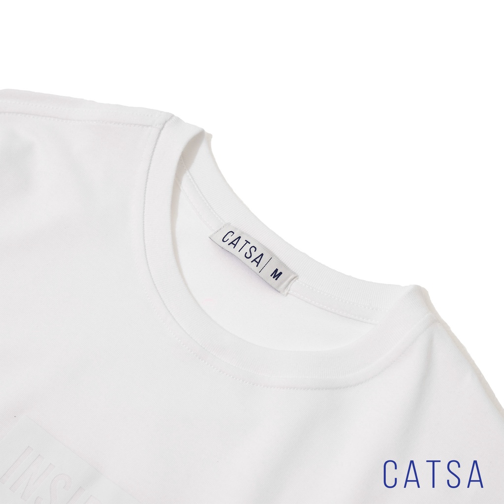 Áo thun nam đen trơn cổ tròn cotton CATSA form  regular fit in INSIDER co giãn thoáng mát ATN248