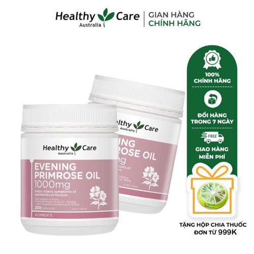 Comb 2 hộp Viên uống tinh dầu hoa anh thảo Healthy Care Evening Primrose Oil- Hỗ trợ điều hòa nội tiết tố nữ (200 viên)