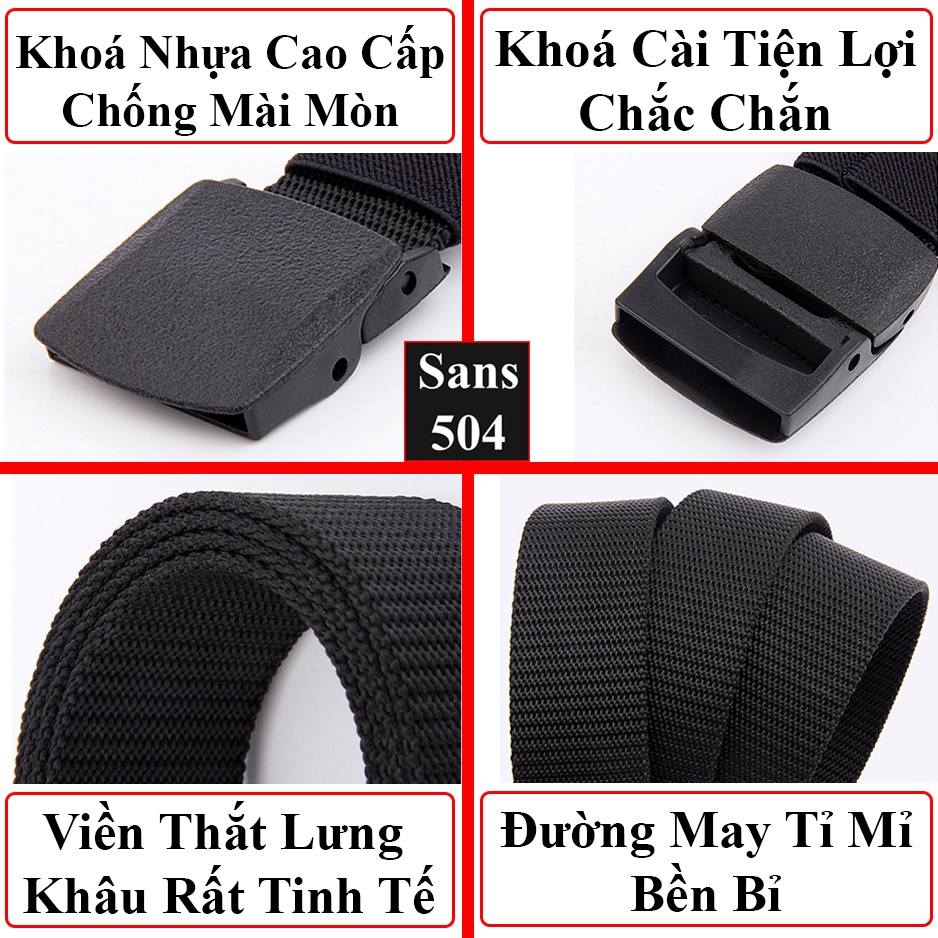 Thắt lưng nam vải dù Sans504 khoá nhựa dây nịt bố canvas thời trang công sở phong cách hàn quốc đẹp giá rẻ siêu bền