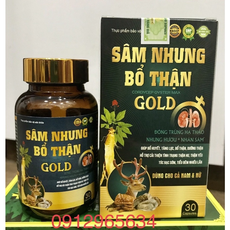 Sâm nhung Bổ thận Gold hiệu quả cho nam và nữ thành phần tự nhiên chính hãng bồi dưỡng sức khoẻ tăng cường sinh lý 30v