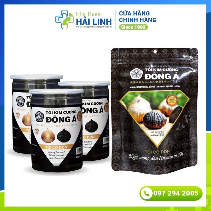 Tỏi đen Kim Cương Đông Á ⚡ Tặng quà ⚡ Dạng hộp 300g, dạng túi 500g và 200g