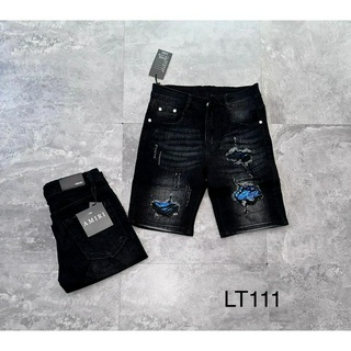 Quần short jean nam vá xanh AMIRI co dãn vải dày đẹp như hình