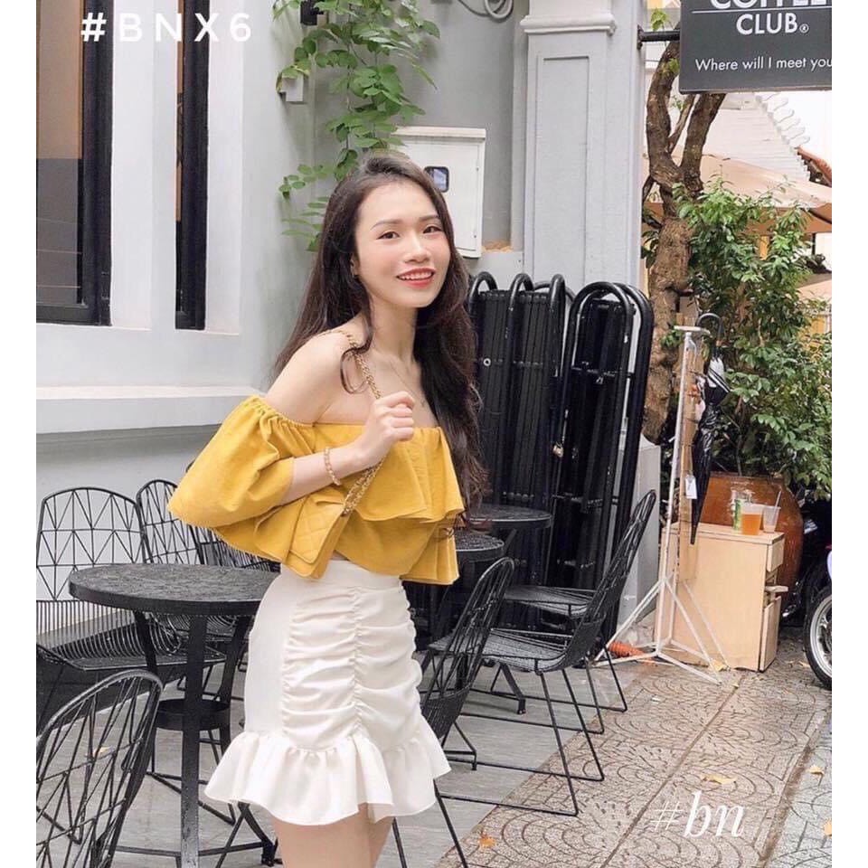 Áo Trễ Vai💥𝑭𝑹𝑬𝑬𝑺𝑯𝑰𝑷💥Áo Bẹt Vai Form Croptop,Áo tiểu thư chất voan,LY STORE