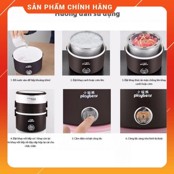 Hộp cơm văn phòng cắm điện đa năng tiện dụng dung tích lớn | Hộp đựng cơm 3 tầng inox cao cấp - BH 6 tháng [FREESHIP]