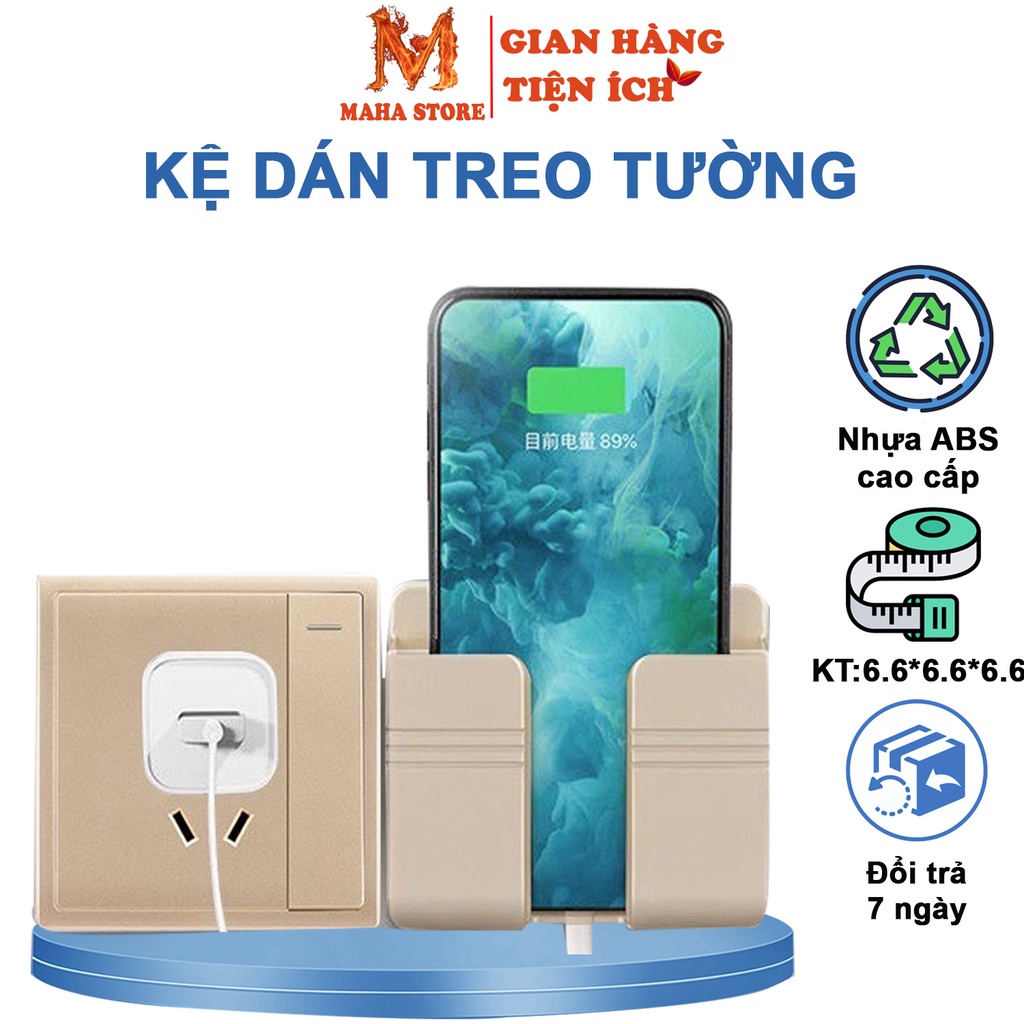 Kệ Dán Tường - Để điện thoại Remote Đồ Dùng Giá Đỡ Sạc Điện Thoại Có Móc Treo Giữ Dây Điện thông minh nhựa abs