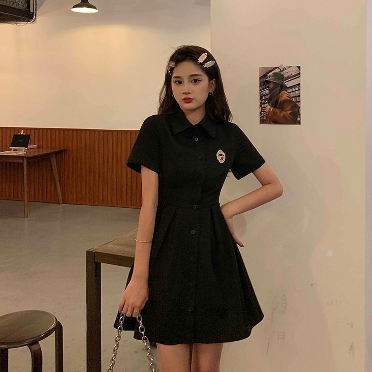 COZOK Đầm Chữ A Hở Lưng Màu Đen Dành Cho Nữ