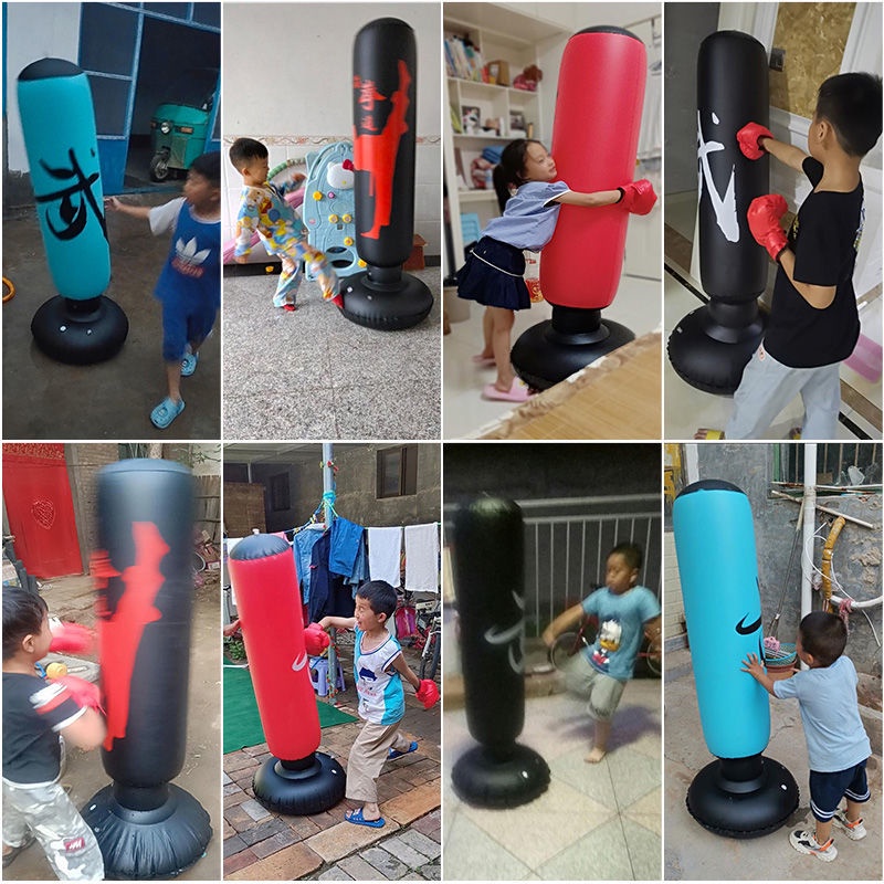 ☼☢㍿Đấm túi thiết bị đào tạo bơm hơi đồ chơi cột đấm bốc học sinh thể dục trẻ em taekwondo quyền anh đấm bốc tumbler