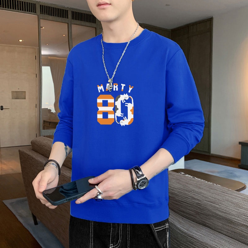 Áo Thun Nam Dài Tay Cổ Tròn In Chữ