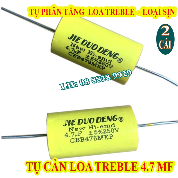 2 TỤ CẢN LOA TRÉP 4,7MF 250V VÀNG TRÒN - TỤ LOA TREBLE - TỤ CHỐNG CHÁY TRÉP - GIÁ 2 CHIẾC