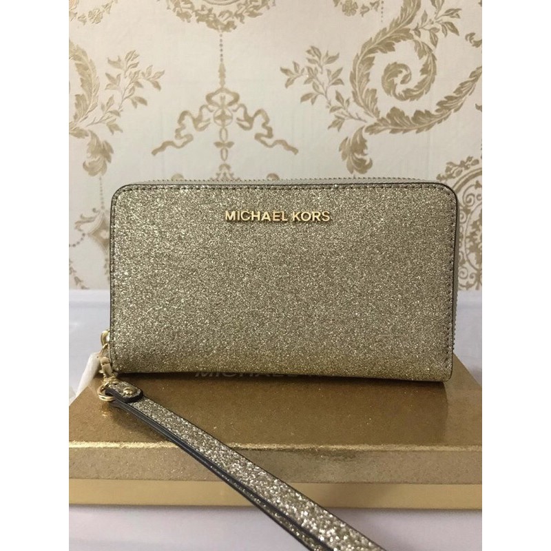👝👝👝Ví MK giftables pale gold kim tuyến 💫 💎Có hộp  💎Vừa Iphone plus