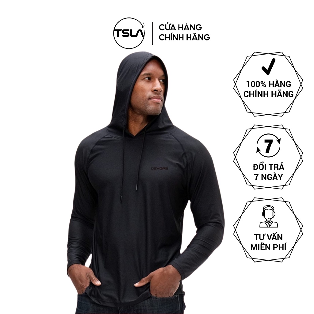 Áo hoodie thể thao nam TSLA form rộng chất thun kháng khuẩn chống uv co giãn dành cho tập gym workout đá bóng rổ