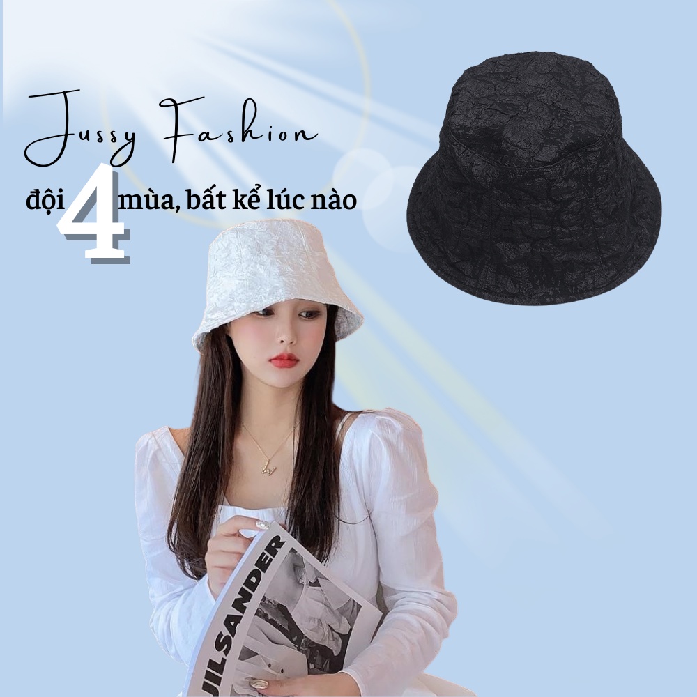 Mũ Bucket Phối Ren Mỏng Phong Cách Hàn Quốc Jussy Offcial Kiểu Nón Tai Bèo Vành Cụp Hot Trend