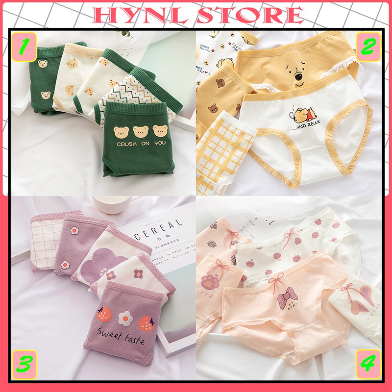 Combo Quần Lót Nữ Cotton Chất Liệu Bông Tự Nhiên 100% Set 5 Quần Chip Nữ Dễ Thương HynL H306