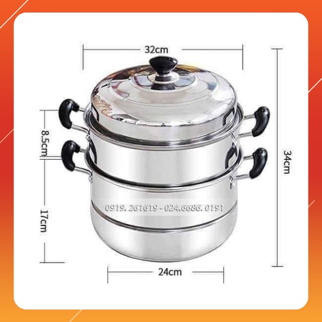Nồi Hấp Inox 3 Tầng Cao Cấp