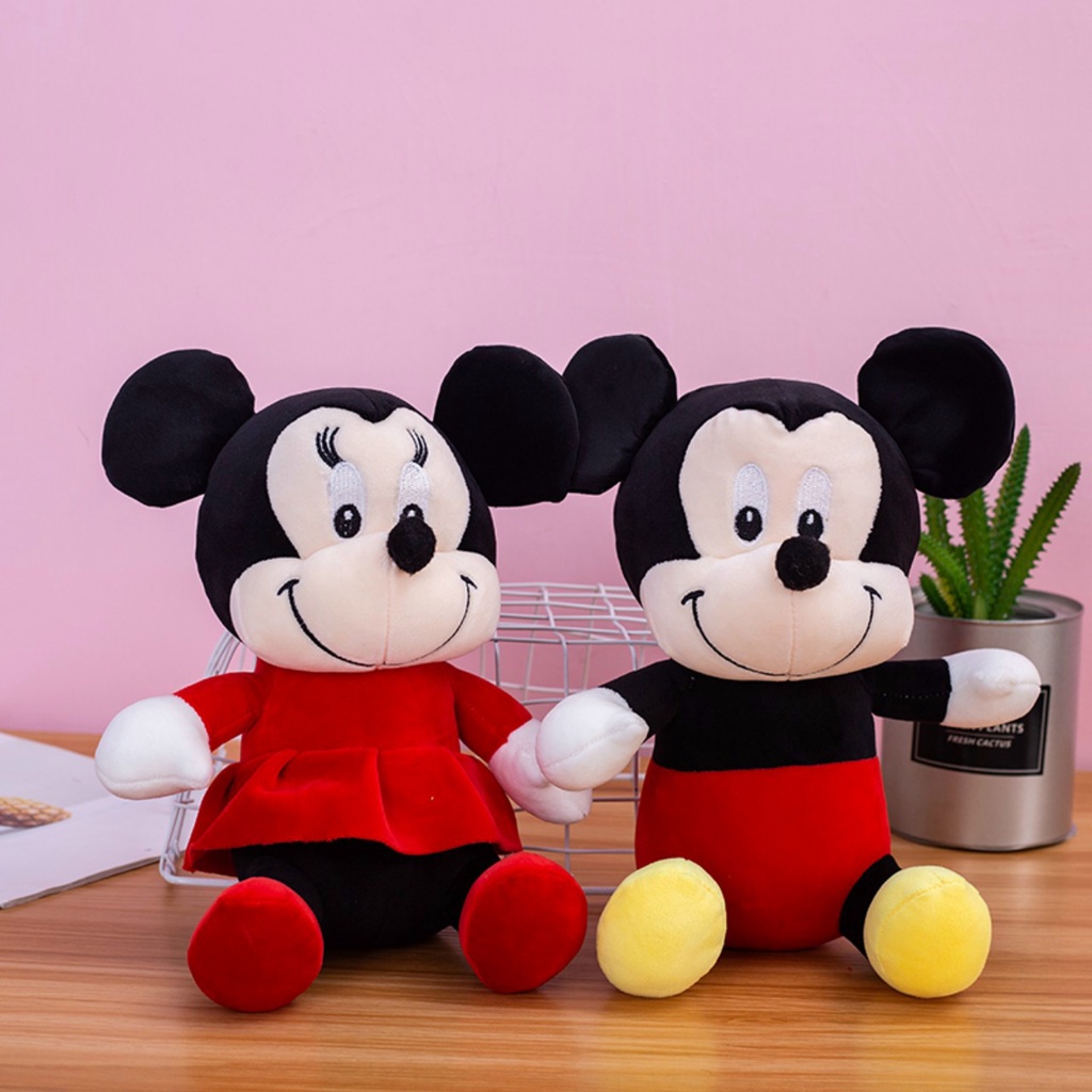 Gấu bông Chuột Mickey Nam, Minnie 25cm cho bé gái dễ thương, Hàng quảng châu cao cấp
