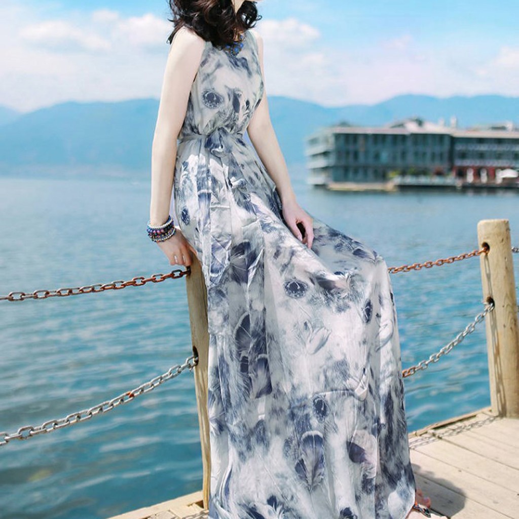 Đầm sát nách in họa tiết thời trang cho nữ | BigBuy360 - bigbuy360.vn