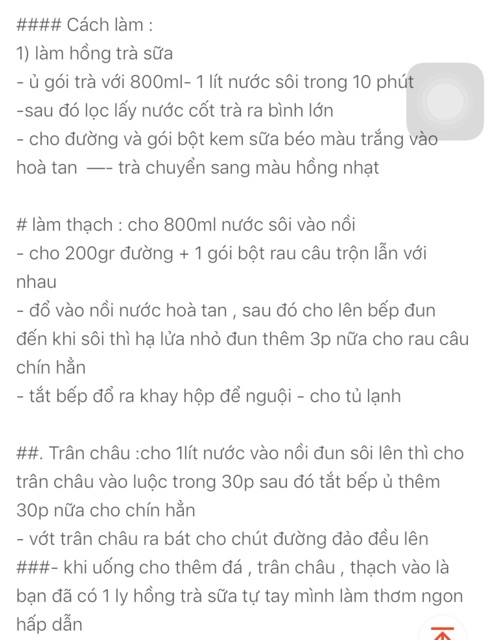 Sét nguyên liệu làm Hồng Trà sữa ( truyền thống )