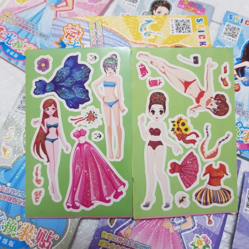 Hộp 5 tờ sticker dán công chúa thay trang phục