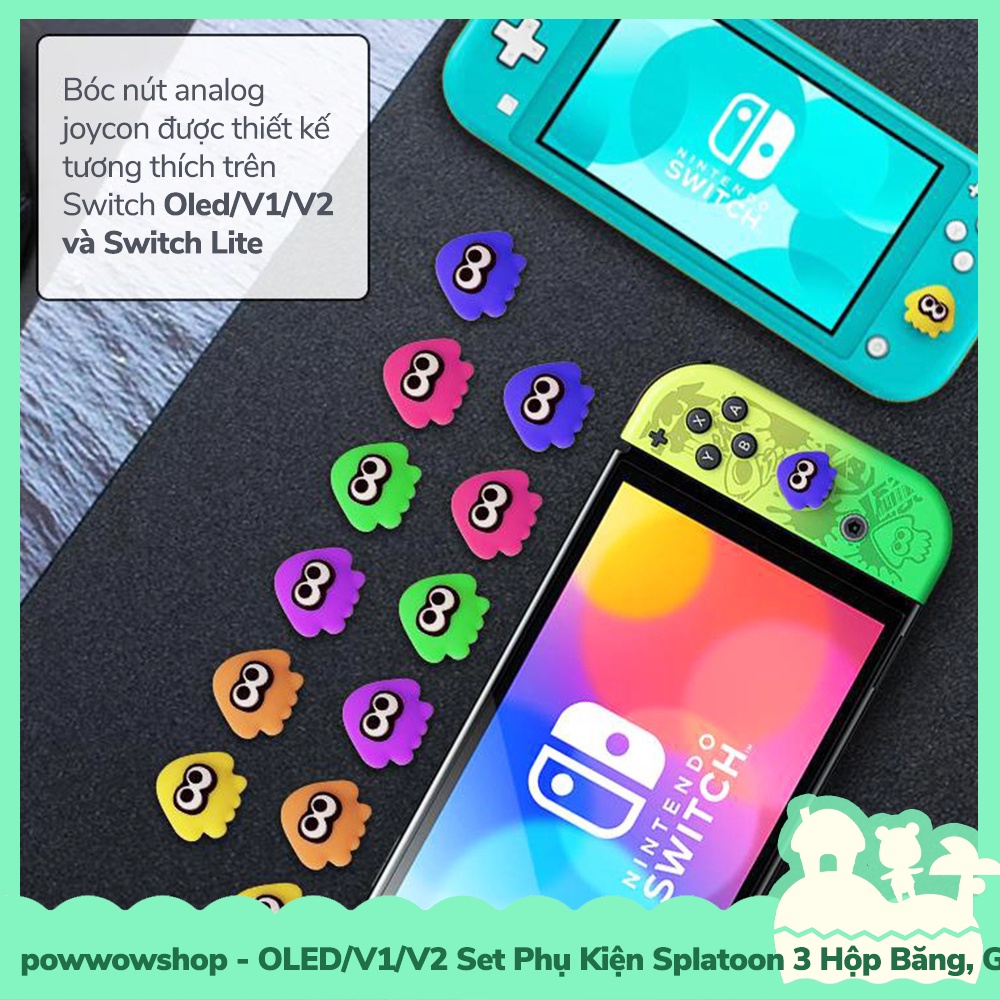 Oled/V1/V2 Set Phụ Kiện Hộp Băng, Giá Đỡ, Case Dock, Handgrip, Straps Cho Nintendo Switch Splatoon 3