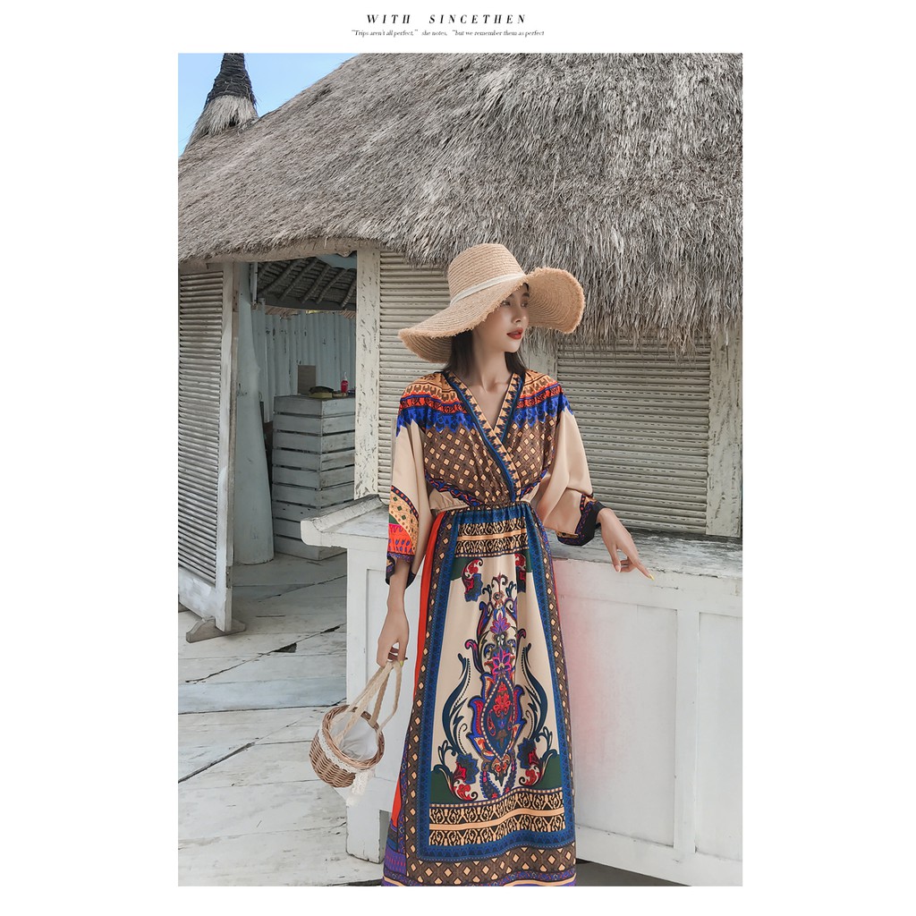 Đầm Thổ Cẩm Boho Phuket ❤️FREESHIP❤️Váy Vintage | BigBuy360 - bigbuy360.vn