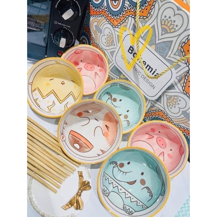 Set/Bộ 6 bát ăn cơm hình động vật siêu ngộ nghĩnh và đáng yêu bát ăn dặm cho bé