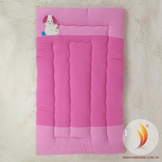 Nệm trải sàn chất liệu vải cotton xốp chần gòn Kim Home cho bé 1 tuổi đến 10 tuổi đi nhà trẻ và học bán trú