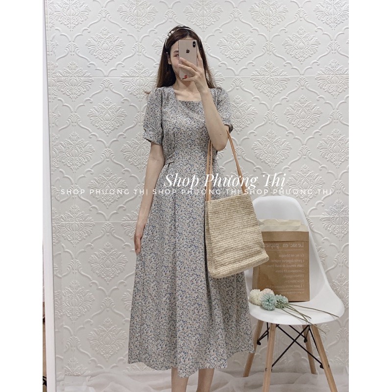 Váy hoa nhí cổ vuông trơn cộc tay 3 màu mới về (hình thật/sẵn) | BigBuy360 - bigbuy360.vn