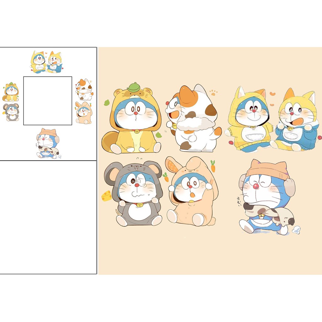 sticker doremon cắt rời size to SCI27 có bao giấy cute dễ thương bullet journal