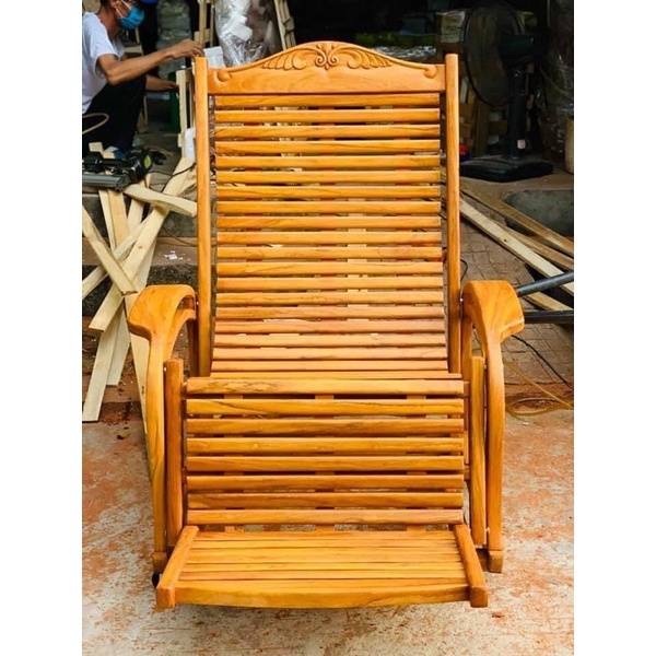 Ghế lười  gỗ  gõ  đỏ  hàng  3 dây kích thước  dài 188cm ngang 85 cm cao 114 cm.