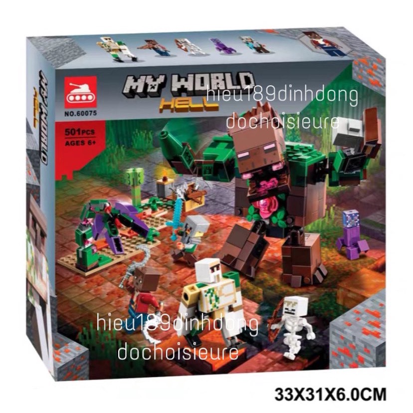 Lắp ráp xếp hình lego minecraft my world 35068: Tháp canh chống quái vật có 2 mẫu số 1 và 2 (Khách hàng chat chọn mẫu)