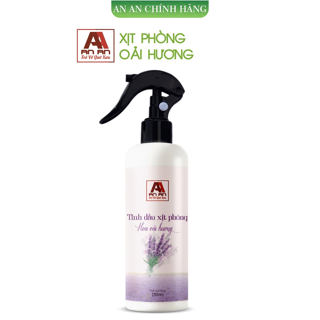 Xịt Phòng AN AN 250ml tinh dầu Oải Hương nguyên chất đạt chuẩn USDA, GMP thơm phòng, khử mùi hiệu quả. AVE01