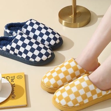 Dép Bông Kiểu Dáng Caro Màu Săc Hài Hòa Dành Cho Nữ Đi Trong Nhà - Văn Phòng Làm Việc