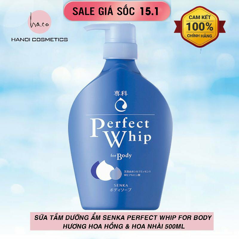 Sữa tắm dưỡng ẩm Senka Perfect Whip hương Hoa Hồng &amp; Hoa Nhài 500ml