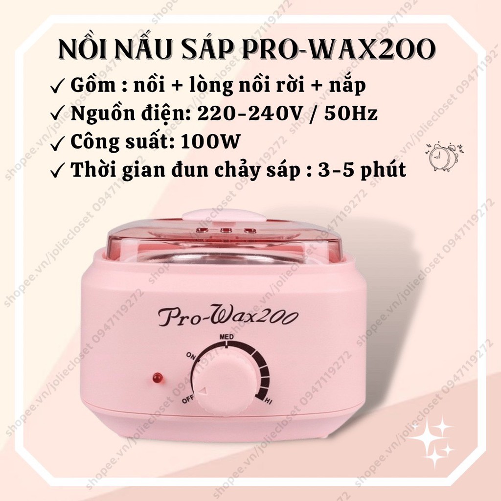 Nồi nấu sáp wax lông pro 200 cao cấp loại 1, tặng kèm 50gr sáp wax lông và que gỗ