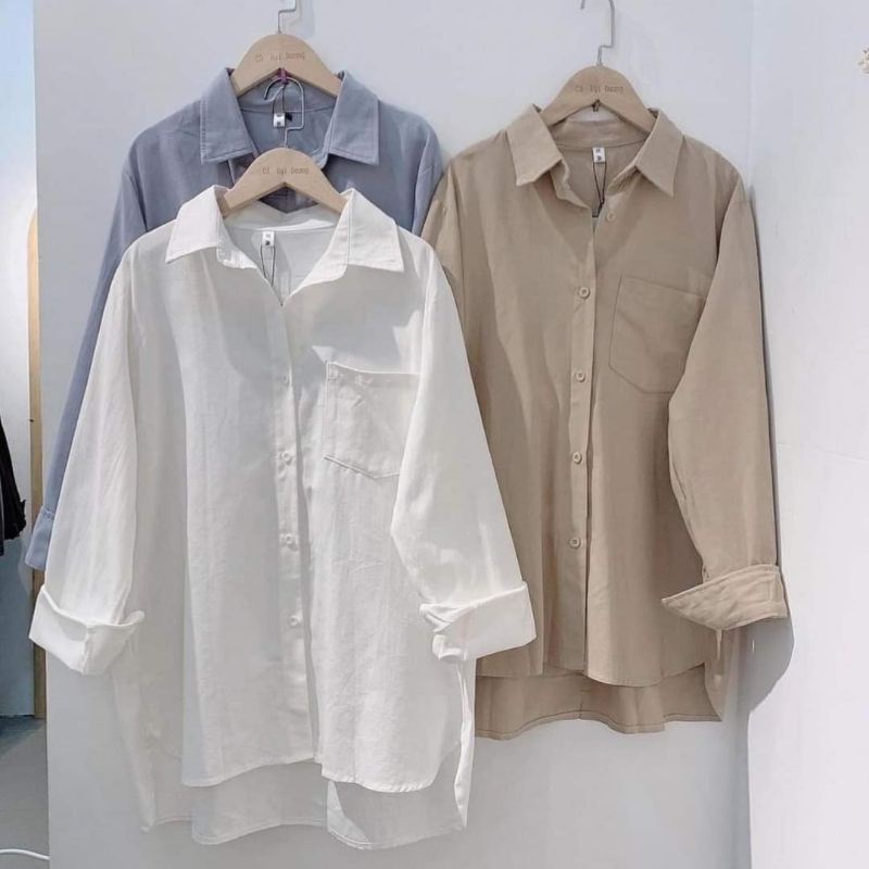 Áo sơ mi nữ ulzzang basic dài tay form rộng phong cách hàn quốc sp001 | BigBuy360 - bigbuy360.vn